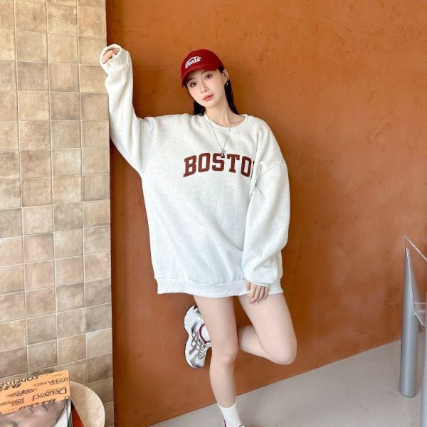 【現貨+預購】BOSTON印花刷毛大學Tee 