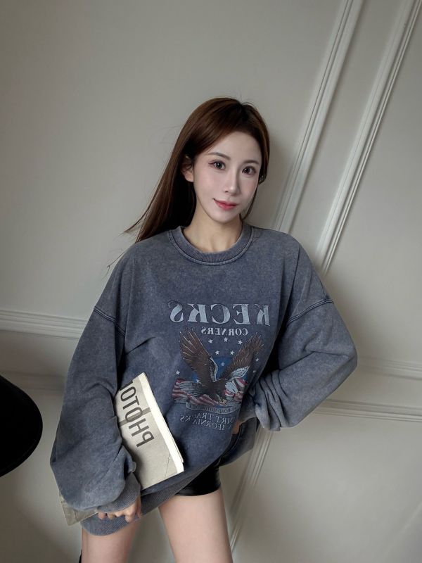 水洗美式寬鬆大學Tee 