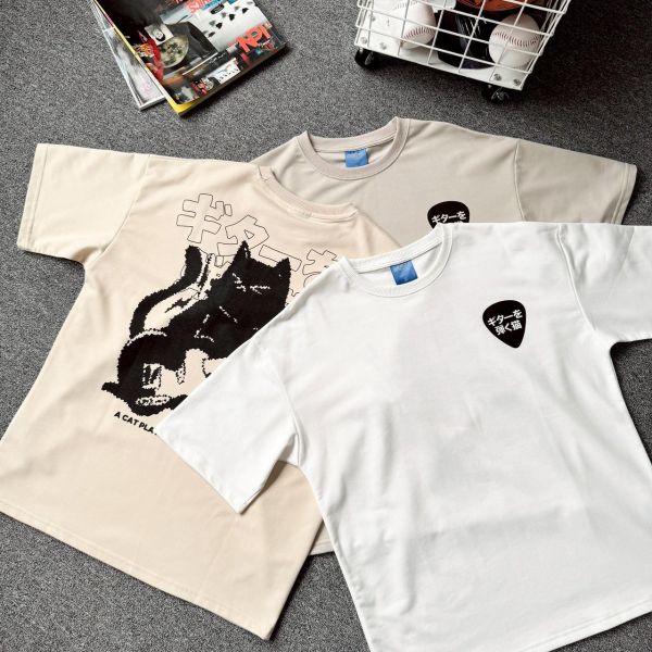 【現貨】像素吉他貓印花短Tee 