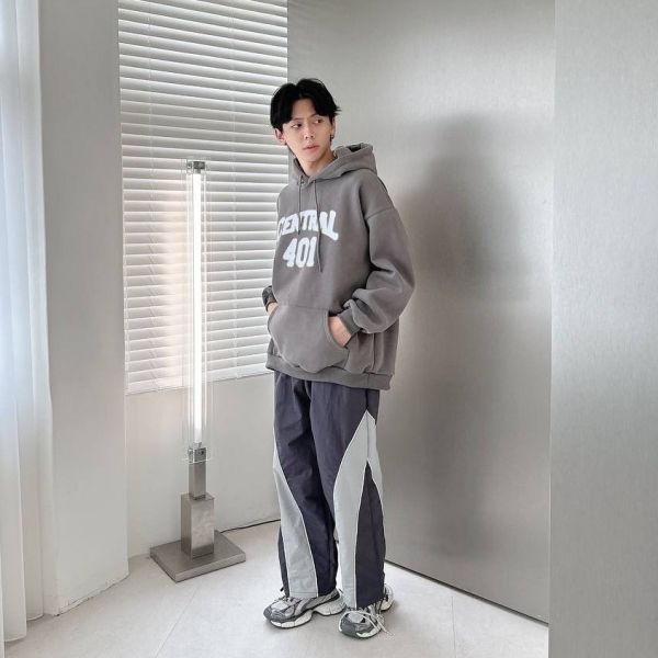 CENTRAL 401噪點噴漆印花刷毛帽Tee 