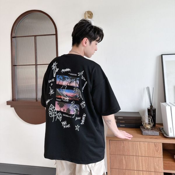 椰子樹相片插畫Tee 