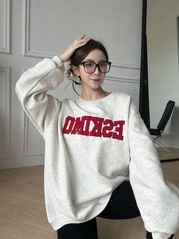 燈芯絨撞色字母刷絨大學Tee 