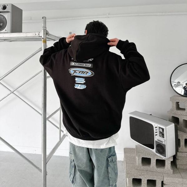 FROMWHAT斑駁感刷毛帽Tee 