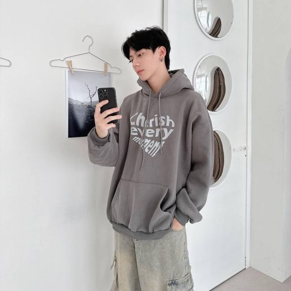 【現貨】Cherish愛心英字刷毛帽Tee 