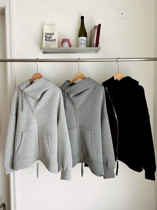 【自訂款新品】斜拉鍊寬版厚磅太空棉外套 