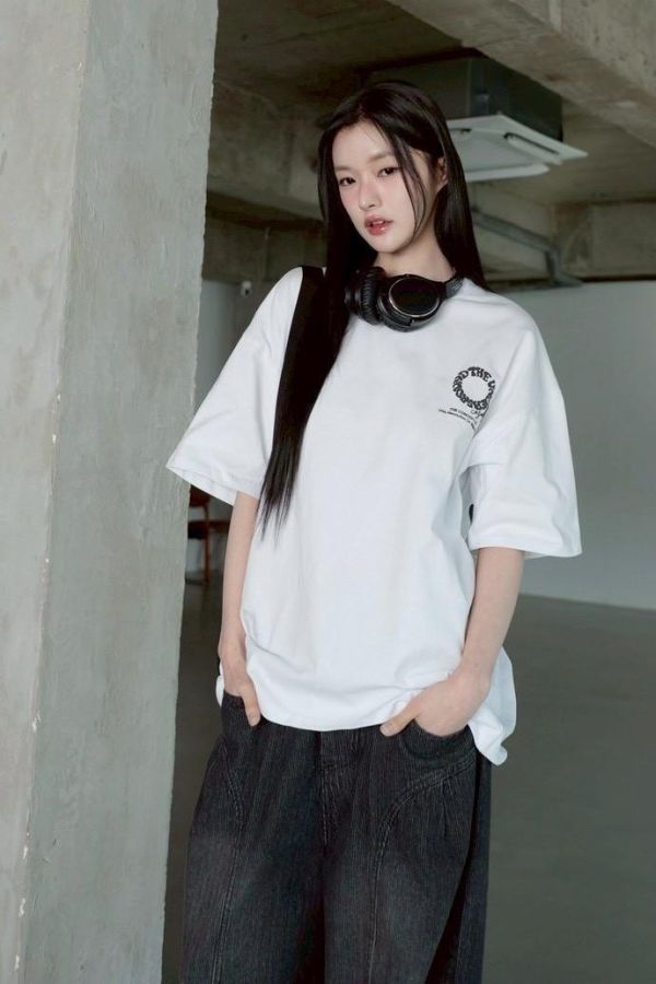 環繞字體發泡短Tee 