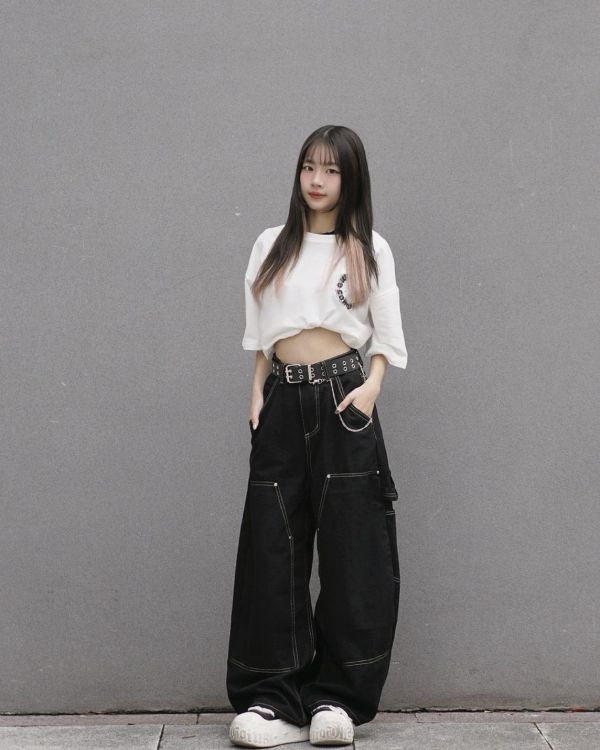 現貨+預購【逆天修腿神器】立體車線拼接工裝寬褲 