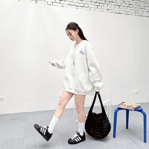 紙飛機柯基插畫刷毛大學Tee 