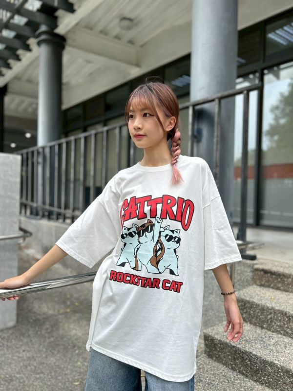 【現貨】CATTRIO 搖滾墨鏡貓印花Tee 