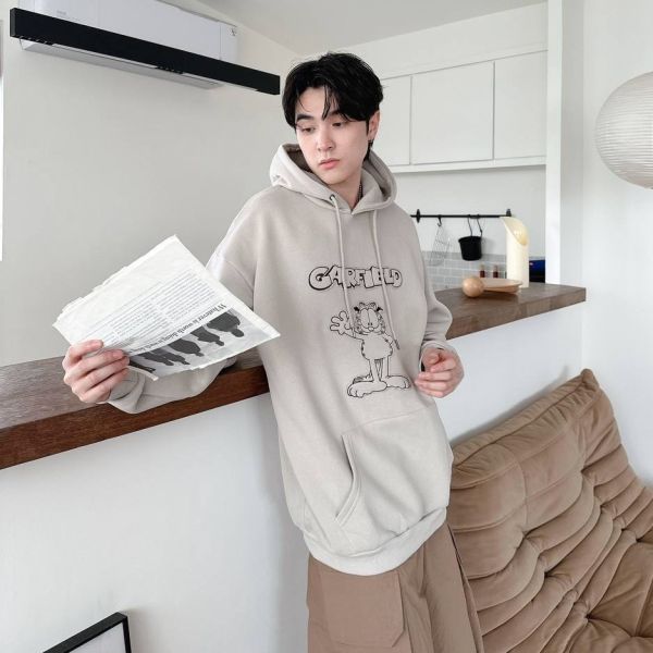 貼布加菲貓刷毛帽Tee 