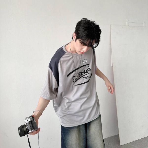 【現貨】Aime肩袖撞色拼接短Tee 