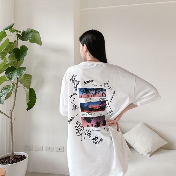 椰子樹相片插畫Tee 