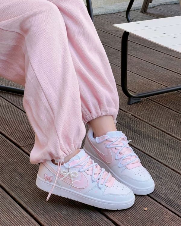 【訂製款】Nike Court Borough Low2 珍珠蝴蝶結 - 女款 