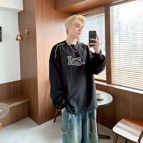 【現貨】LOS Angeles撞色滾線束口風衣 