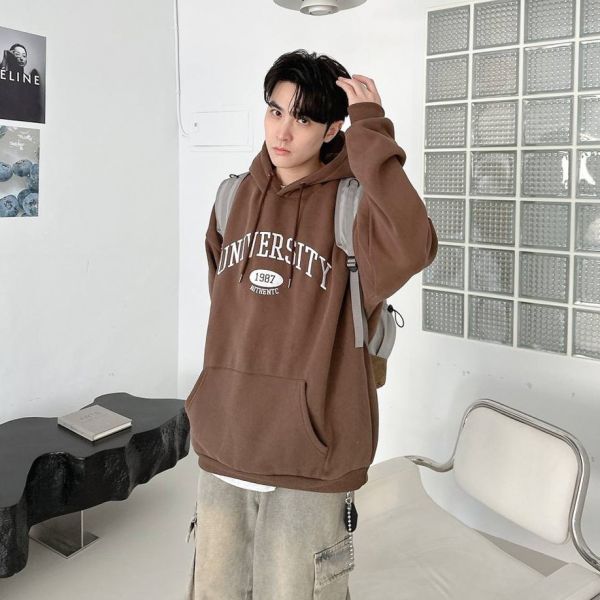 【現貨】UNIVERSITY圓標刺繡刷毛帽Tee 