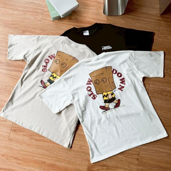 slow down蒙面紙袋男孩印花短Tee 