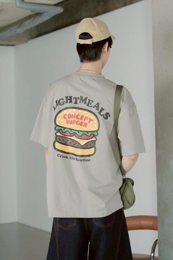【SORONA®】LIGHTMEALS漢堡印花涼感短Tee 