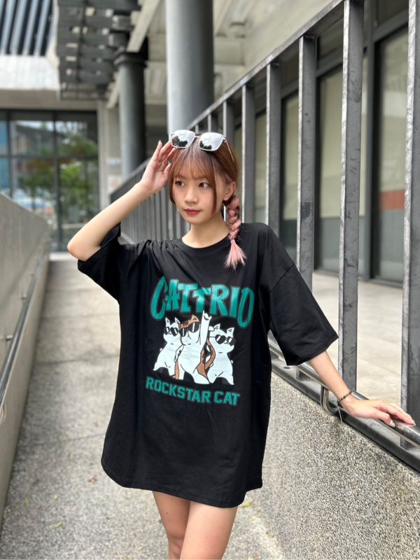 【現貨】CATTRIO 搖滾墨鏡貓印花Tee 