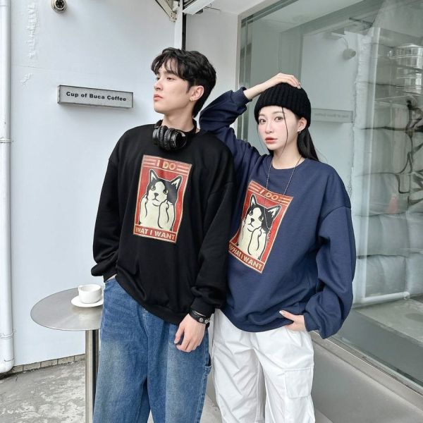 I DO中指貓印花大學Tee 