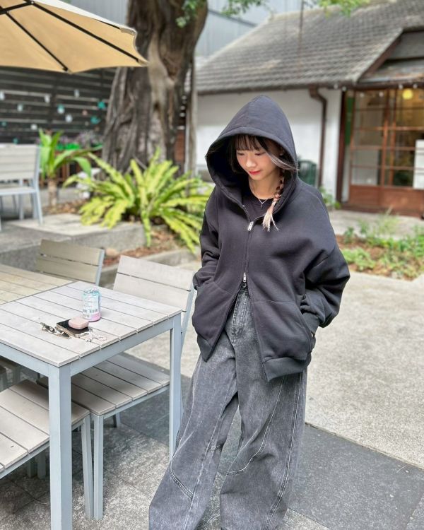 【現貨】雙拉鍊寬短版連帽棉外套 