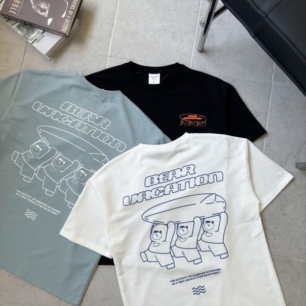 BEAR VACATION鏤空字體小熊短Tee 