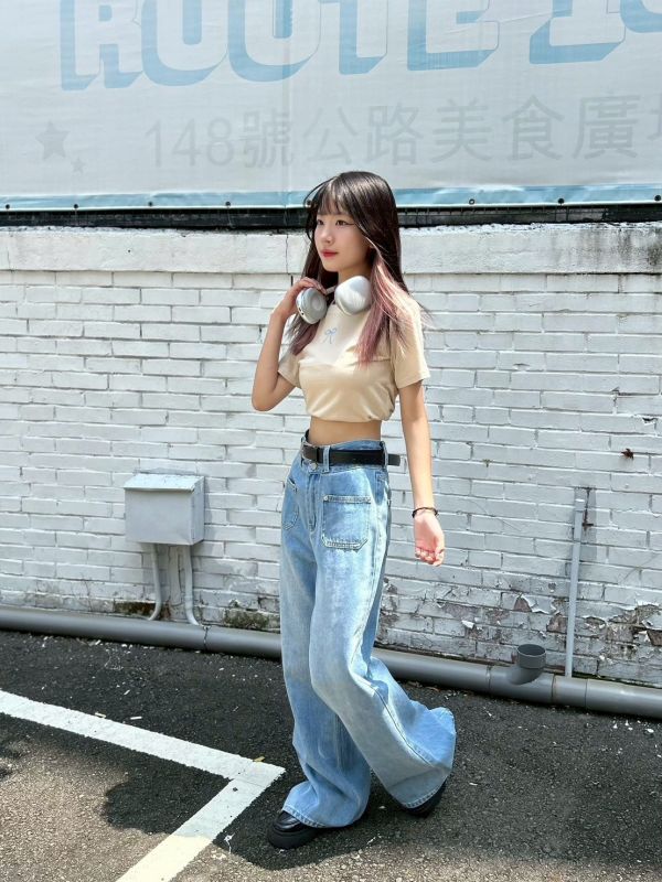 【現貨】雙釦口袋微喇叭落地寬褲 