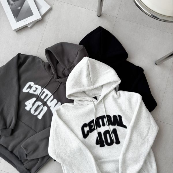 CENTRAL 401噪點噴漆印花刷毛帽Tee 