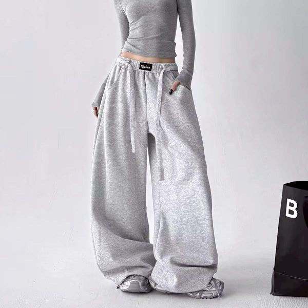 【預購】美式高腰抽繩棉褲 