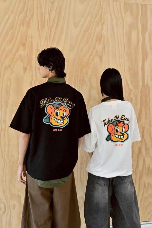 Take it Easy美式帽子猴印花短Tee 