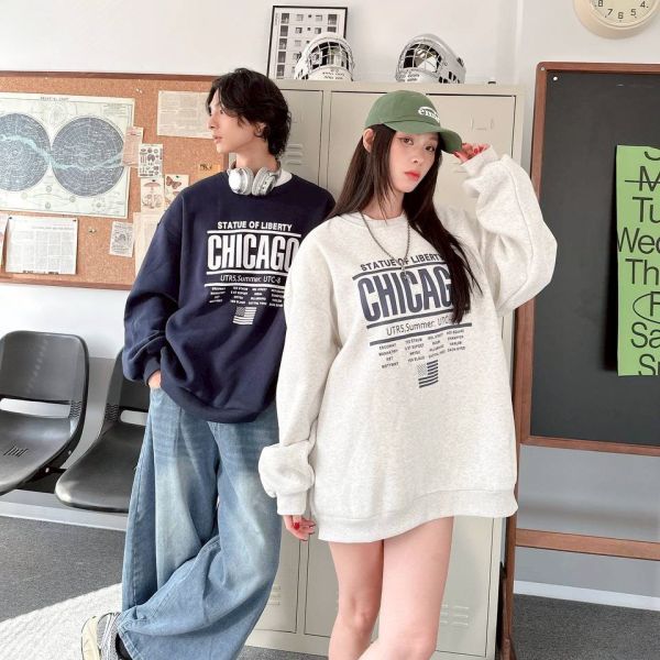 CHICAGO英字刷毛大學Tee 