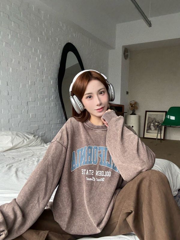 水洗復古字母印花厚磅大學Tee 