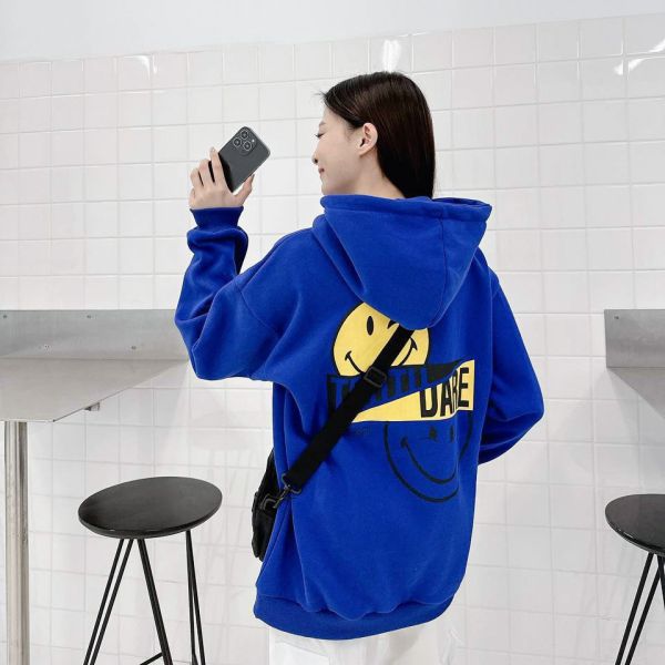 反差笑臉插圖刷毛帽Tee 