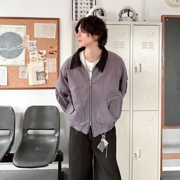 斜紋布廓形鋪棉外套 