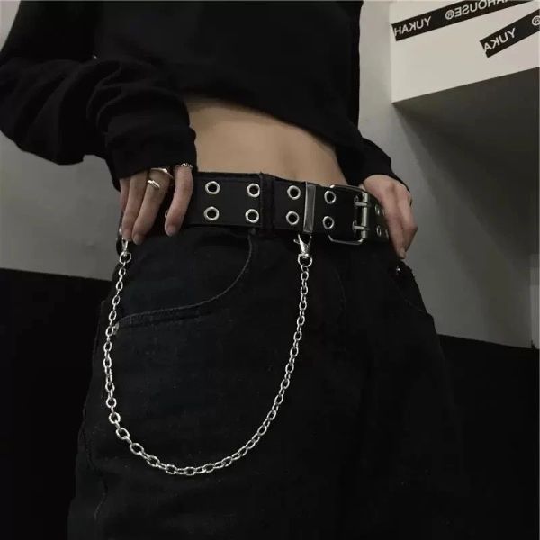 【預購】歐美雙孔洞洞褲練皮帶 