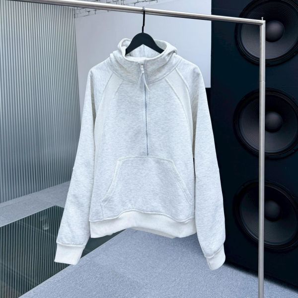 羅紋拼接半開襟連帽Tee 