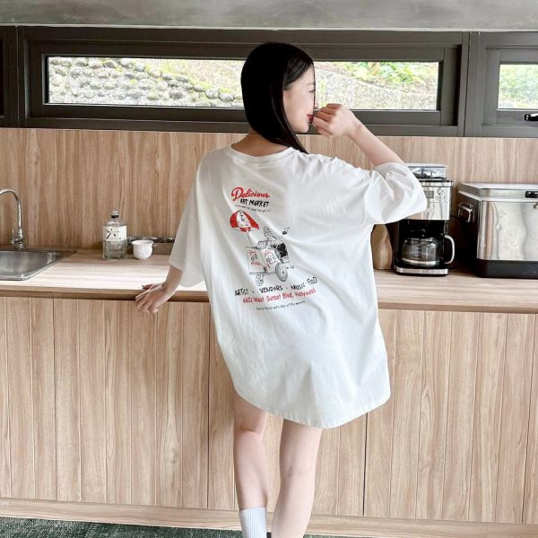 【現貨】美式PIZZA攤印花Tee 