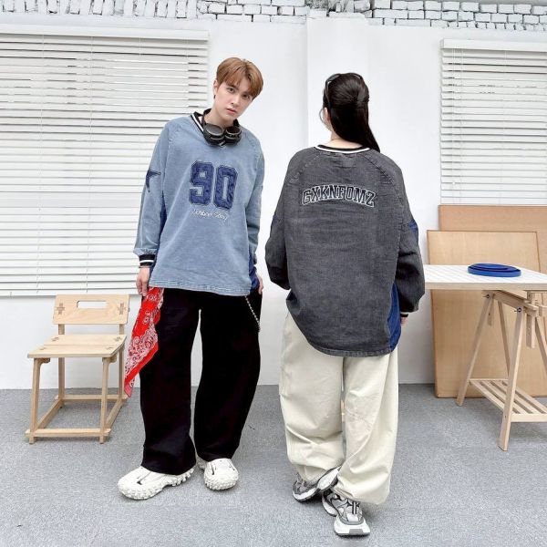 水洗貼布刺繡大學Tee 