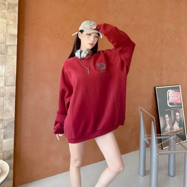 假兩件織帶刺繡刷毛大學Tee 