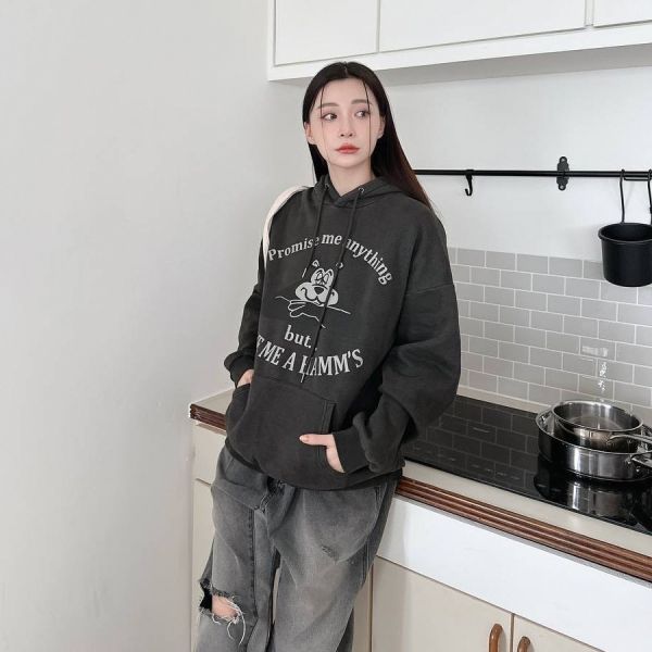 熊熊仿斑駁水洗帽Tee 