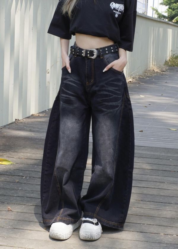 現貨+預購【吸睛比例】斑駁抓痕水洗彎刀褲 