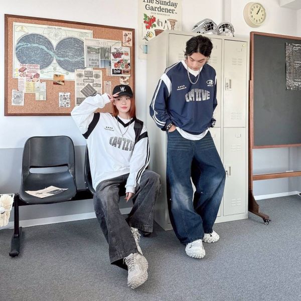 【現貨】美式條紋字V領風衣 