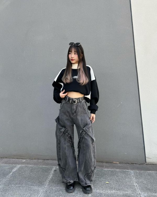 現貨【瘋搶炸裂神褲】抽鬚解構裂線彎刀褲 