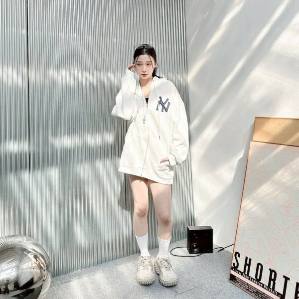 NY貼布雙拉鍊連帽外套 