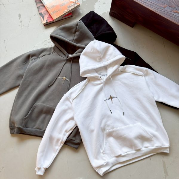 星芒立體別針刷毛帽Tee 