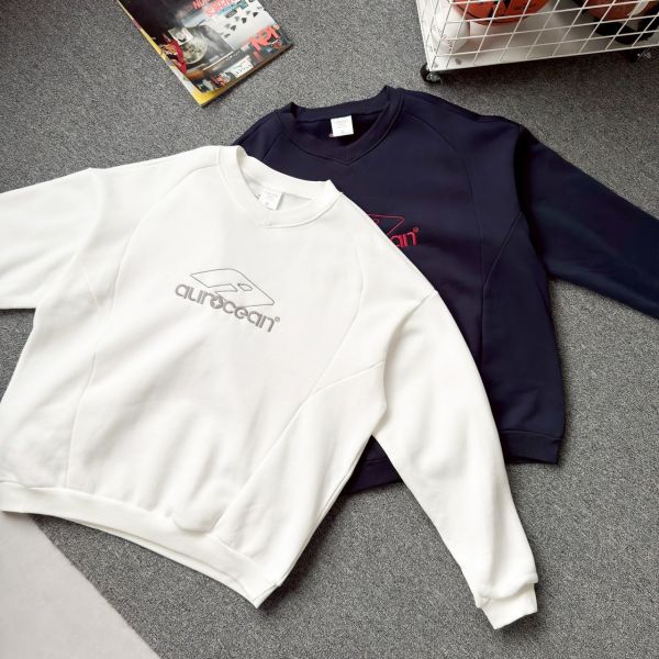 aurocean美式刺繡刷毛大學Tee 