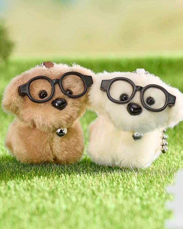 【現貨】毛絨眼鏡狗狗吊飾 