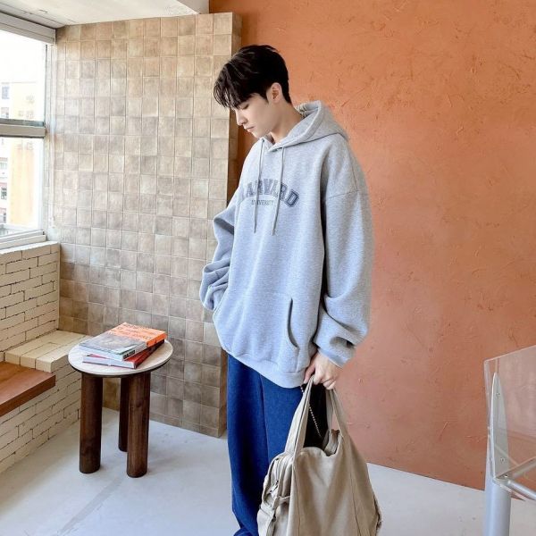 HARVARD英字印花刷毛帽Tee 