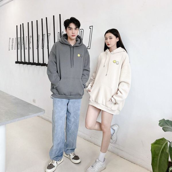 反差笑臉插圖刷毛帽Tee 