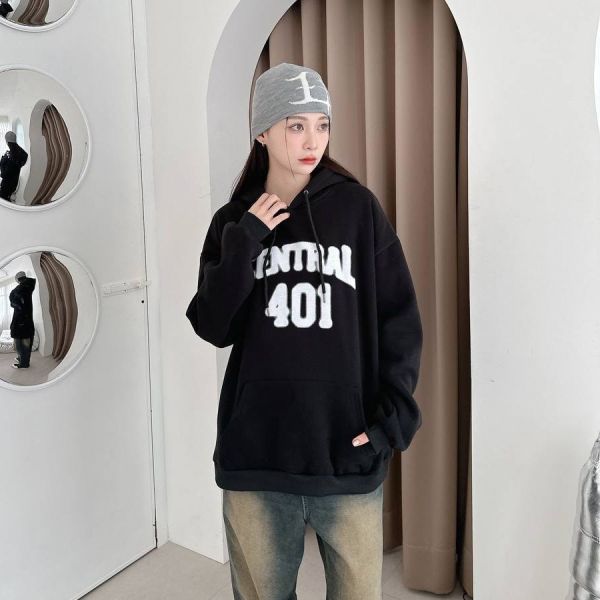 CENTRAL 401噪點噴漆印花刷毛帽Tee 