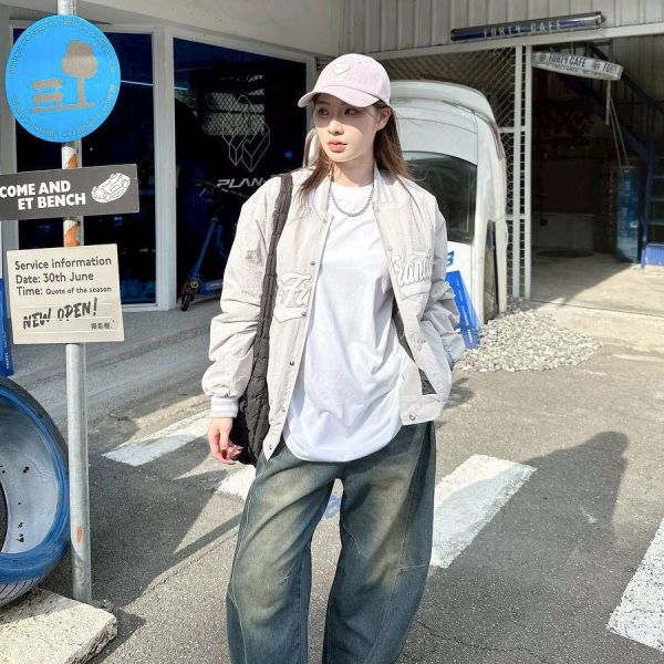 SanFrancisco肩章刺繡鋪棉棒球外套 